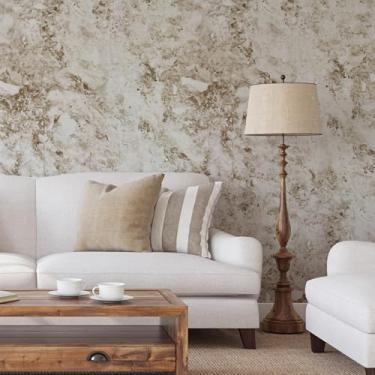 Imagem de Papel de parede decorativo de papel de contato de mármore da RoyalWallSkins com efeito de aparência de granito - Fosco 60 cm x 200 cm - Papel de parede autoadesivo para destacar e colar, Brown MCP1137MT