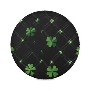 Imagem de Wassud Jogo americano verde xadrez trevos tapetes de mesa redondos para cozinha e jantar tapetes laváveis resistentes ao calor decoração de mesa 39 cm
