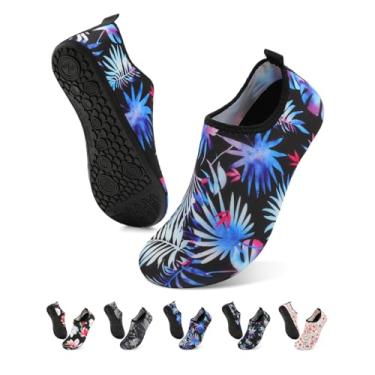Imagem de Sapatos aquáticos de secagem rápida, meias aquáticas, sapatos de piscina unissex, Folha azul, 5.5-6.5 Women/4.5-5.5 Men