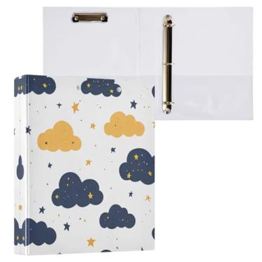 Imagem de Qilmy Organizador de fichário redondo de desenho animado com nuvens escuras, fichário de 3 anéis com prancheta (carta A4), fichário fofo para material de escritório escolar 483