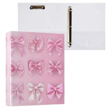 Imagem de STAYTOP Lindo organizador de fichário de gravata borboleta, fichário de 3 anéis com prancheta (carta A4), fichário fofo para material de escritório escolar