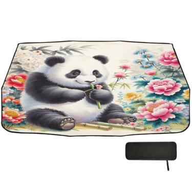 Imagem de Burbuja Guarda-sol para para-brisa de carro, guarda-chuva de para-brisa dobrável de panda aquarela, bloqueio de raios UV e calor solar, adequado para caminhonete Sedan SUV na maioria dos veículos