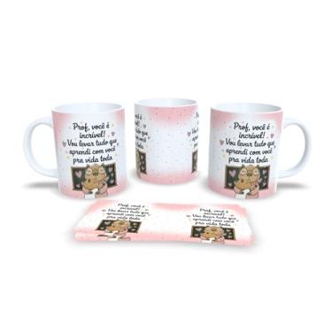 Imagem de Caneca de Cerâmica com Urso Professor, Frase Motivacional Educação, Design Aquarela Colorido Azul Verde Bege, 325ml, Resistente a Microondas (3)