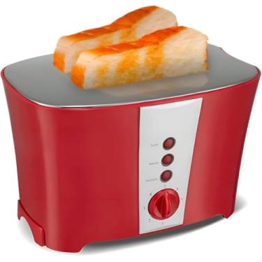 Imagem de Torradeira Elétrica Vermelha 800W com 7 Níveis – 2 Fatias, Aquecimento Uniforme, Design Compacto e Ideal para Torradas Rápidas no Café da Manhã (110V)