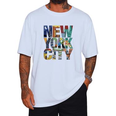 Imagem de Camiseta Oversized NYC Gola Alta Streetwear Algodão Academia-Masculino