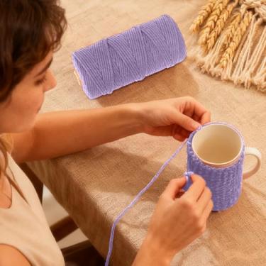 Imagem de Fio de algodão, corda artesanal macia para macramé, projetos de bricolage e muito mais, perfeita para pendurar na parede e decoração de casa