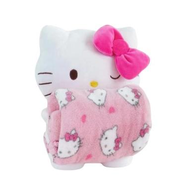 Imagem de Pelúcia com Manta Bebê Coral Fleece Turminha da Hello Kitty 100x75cm, 