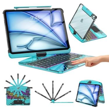 Imagem de Capa com teclado transparente para iPad Air de 11 polegadas (M3/M2, 2025/2024)/iPad Air 5ª/4ª geração 11 polegadas 2022 2020/iPad Pro 11 polegadas 1/2/3/4 2018-2022, trackpad, suporte de lápis