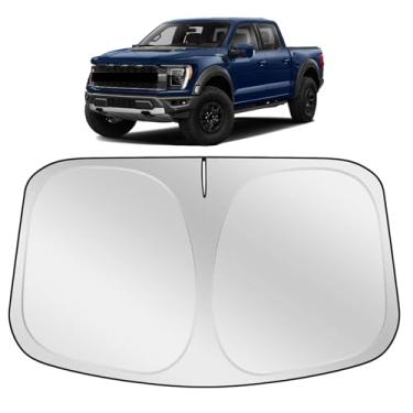 Imagem de XHRING Para-brisa de carro para-sol compatível com Ford F150/F-150 2026 2025 2024-2015 Lariat King Ranch Platinum XL XLT Limited Raptor Acessórios, caminhão grande janela frontal viseira de sol escudo