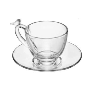 Imagem de Xícara De Café De Cristal Ecológico Com Pires Bird 80ml Wolff