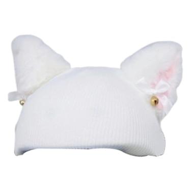 Imagem de Colaxi Capa para capacete de esqui, desenho animado, esportes ao ar livre, snowboard, engraçada, ao vento, patinação, gorro de malha, acessório, Branco