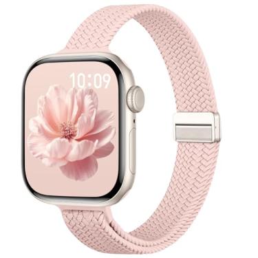 Imagem de Pulseira magnética fina elástica compatível com Apple Watch séries 11, 10, 9, 8, 7, 6, 5, 4, 3, SE 2 de 40 mm, 41 mm, 42 mm, 38 mm, 44 mm, 45 mm, 46 mm