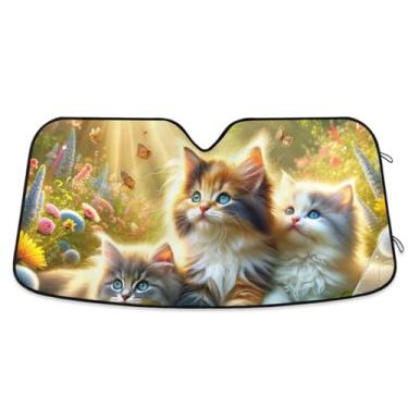 Imagem de Guarda-sol de carro Garden Cats Para-brisa Para-brisas Janela Automotiva Protege Seu Carro
