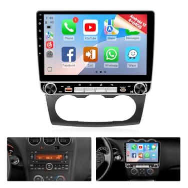 Imagem de Naifay Rádio veicular 4+64G Android 13 para Nissan Altima 2008-2012 Manaul AC com carpaly sem fio e Android Auto, tela sensível ao toque de 23 cm para estéreo Altima com GPS/Bluetooth/câmera de backup