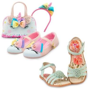 Imagem de Kit Sapatilha Esportiva Infantil Unicórnio Bolsa E Tiara E Sandália Infantil Menina Gatatuya-Feminino