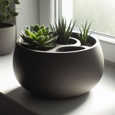 Imagem de Vaso Decorativo Cachepot Autoirrigável Planta Suculentas Mesa Escritório Suculenta Plastico 8x14cm (Branco)