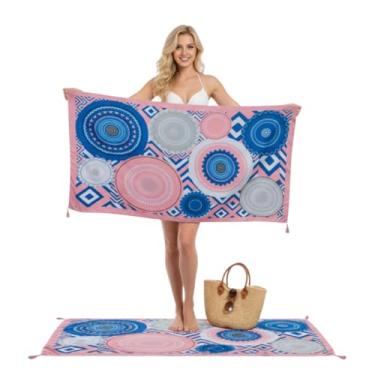 Imagem de Canga Feminina Mandala Rosa Premium, Microfibra Extra Macia, Estampa Mandala, Tons Rosa e Azul, 180x90 cm, Versátil para Praia
