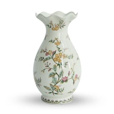 Imagem de Vaso de flores de cerâmica branco e amarelo moderno grande - 37 cm de altura - decoração de casa sala de estar cozinha quarto decorações para casa, prateleira de livros, escritório, café, mesa de