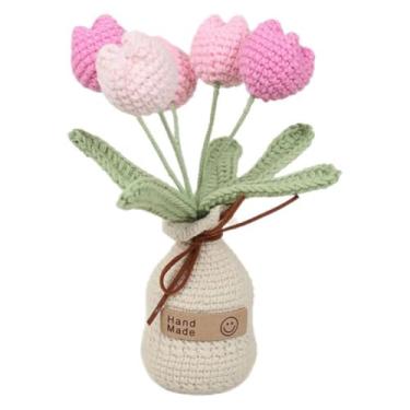 Imagem de Lirios Crochê com Lã Flores de Planta Simulada Tecidas à Mão para Ornamentos Mesa Quarto Casa e Escritório Presentes Feitos Exquisite Excelente Arte Decorações Multipropósito Ocasiões Especiais