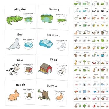 Imagem de Aodaer 60 Pieces Partner Pairing Cards 30 Pairs Animal Matching Game with Cute Cartoon Designs Partner Cards for Preschool Classroom Grouping Team Building Activities