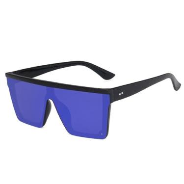 Imagem de Óculos de sol de peça única com lentes degradê em tons de doce, ideais para esportes ao ar livre como corrida e ciclismo, na cor preta.