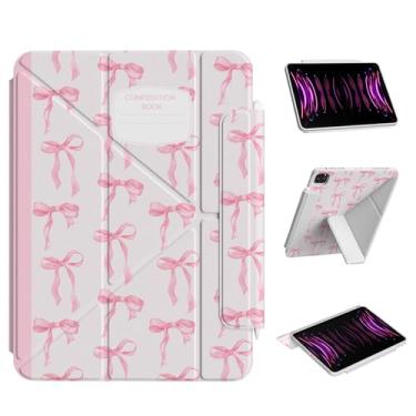 Imagem de Ouinice Capa para iPad Air de 13 polegadas M3 2025 e M2 2024, iPad Pro 12,9 polegadas 6ª/5ª/4ª/3ª geração, suporte multiângulo de origami, aba magnética, capa protetora completa, livro de composição