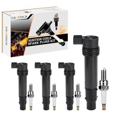 Imagem de Pacote 4 F6T570 OEM Bobina de ignição e vela de ignição - Compatível com Kawasaki 2003-2022 Ninja ZX-6R, 2003-2006 Ninja ZX-6RR - Substitui # 21171-0021, 21171-1282