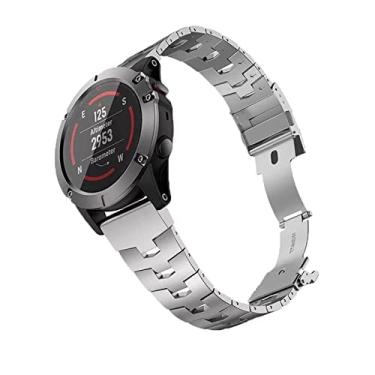 Imagem de GANYUU Pulseira de liga de titânio mais nova pulseira de relógio para pulseira Fenix 6X 22 26mm para Garmin Fenix 6 6X Pro 5 5XPlus 935 945 D2 pulseira (Cor: Prata, Tamanho: 26mm Descent Mk1)