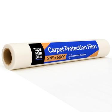 Imagem de Película protetora de carpete, 60 cm x 150 metros, feita nos EUA, película de proteção de carpete mais forte e durável com fácil remoção e remoção de vento, película protetora de superfície autoadesiva transparente