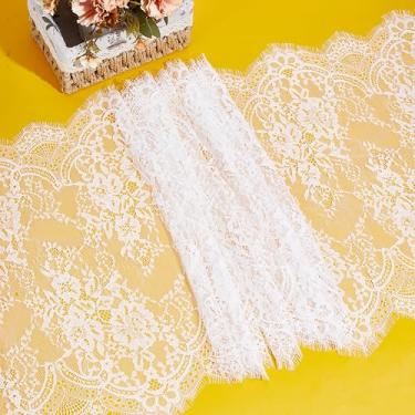 Imagem de letsinstyle Tecido de renda de cílios franceses de 3 metros, fita de renda bordada com padrão floral, pano de borda recortada para vestido de noiva de casamento, roupas, costura, decoração de casa