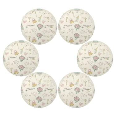 Imagem de Wassud Jogo americano conjunto de 6 tapetes redondos com tema de casamento para cozinha e jantar, tapetes laváveis e resistentes ao calor, decoração de mesa 39 cm