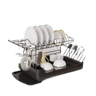 Imagem de Escorredor de Louça Organizador de Pia Em Aço Inox Com Bandeja de Escoamento