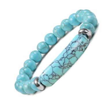 Imagem de HAIXIAN Pulseira unissex com pedras preciosas naturais, pulseira elástica ajustável com cristal de quartzo para homens e mulheres, moderate, Cristal Pedra preciosa, Ágata