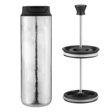 Imagem de CUOFYUNL Portátil Isolado Imprensa Francesa Cafeteira Camping Cafeteiras com Construção de Parede Dupla Máquina de Café e Chá (Flor de Gelo)