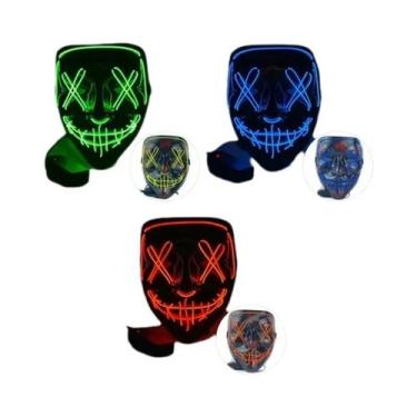 Imagem de Máscara De Halloween LED Para Homens, Brilha No Escuro, Cobertura Faci
