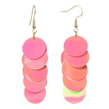 Imagem de Zszkoz Brincos de lantejoulas brilhantes neon para mulheres, leves, boêmios, longos, borlas, laser, glitter, pingentes, joias, presentes, Small, Acrílico, Sem pedra preciosa