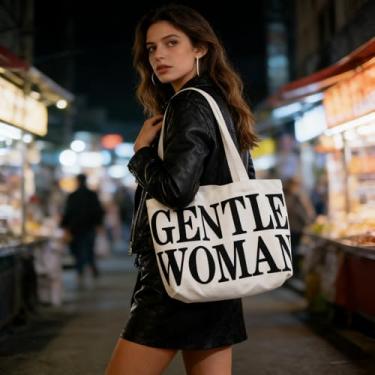 Imagem de Sacola branca, bolsa de ombro leve e prática com estampa de letras, bolsa de mão simples e elegante de grande capacidade para mulheres, trabalho diário, escritório, deslocamento