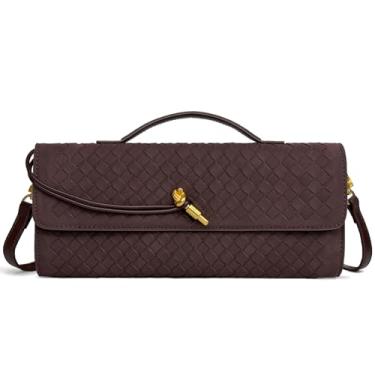 Imagem de BEGONICAEL Bolsa feminina de tecido à noite, bolsa clutch moderna, transversal, axila, bolsa de ombro, bolsa formal, Café