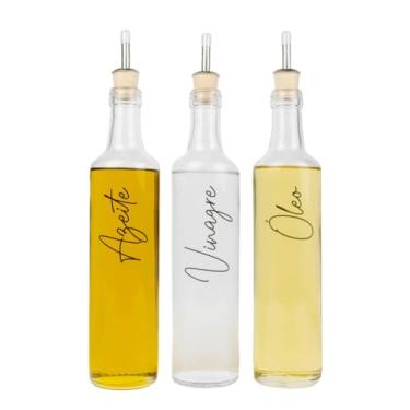 Imagem de Galheteiros de Vidro 525ml com Bico Dosador de Polímero (Azeite, Vinagre e Óleo)