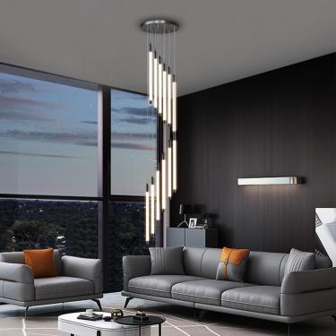 Imagem de Lustre Moderno Teto Alto Preto Pingente De Luz 12 Luzes Grande Espiral Led Gota De Chuva Foyer Lâmpada Suspensa Em Altura Ajustável Adequada Para Escada De Entrada L, Neutral Light, 12 heads-100cm