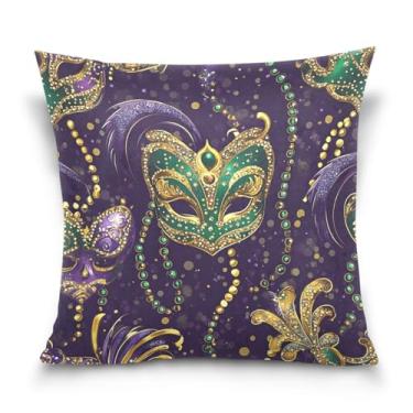 Imagem de Blueangle Capas de almofada de máscara de carnaval de carnaval - 50 x 50 cm, decoração de férias de fazenda para sofá de casa (504)