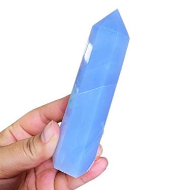 Imagem de Cristais naturais azul calcedônia torre quartzo varinha pedras para fengshui (tamanho: verde claro)