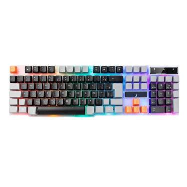 Imagem de Teclado Semi-Mecânico Gamer Rise Mode G1, Rainbow, USB, Preto e Cinza - RM-TG-01-BG-Unissex