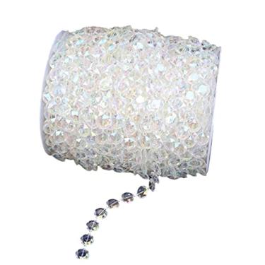 Imagem de 2 rolos para decoração de guirlanda de contas de acrílico transparente, corrente de contas de cristal, contas de cristal, corrente de lâmpada de Natal, enfeite de pendurar guirlanda, decoração de