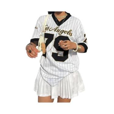 Imagem de Camiseta Gráfica Feminina Oversized Com Decote Em V E Manga Curta, Est