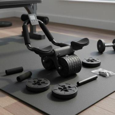 Imagem de Rolo Abdominal Roda Dupla Apoio Cotovelos Até 100kg - Top Rio, Sortida