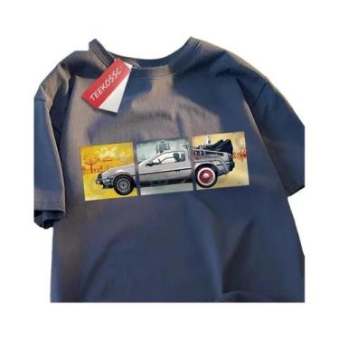 Imagem de Camiseta De Verão Masculina Oversized De Algodão Com Design De Carro D