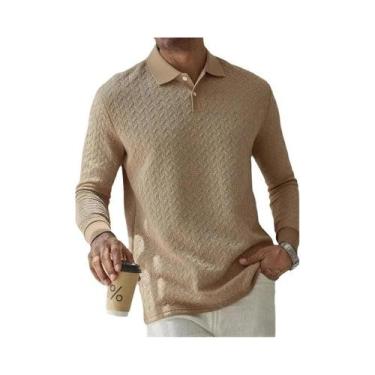 Imagem de Camisa Polo Casual De Manga Longa Para Homens, T-Shirt De Moda De Alta