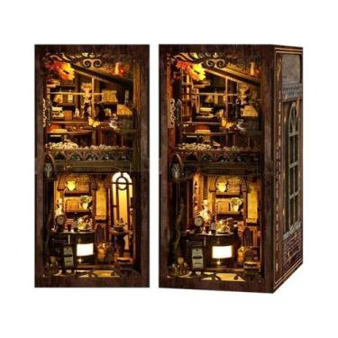 Imagem de Estante De Livros Miniatura De Madeira Para Casa De Bonecas Com Luz, K