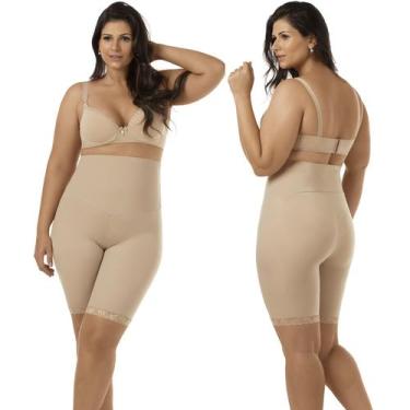 Imagem de Bermuda Modeladora Reduz Medida Diminui Barriga Plus Size Cós Duplo E 